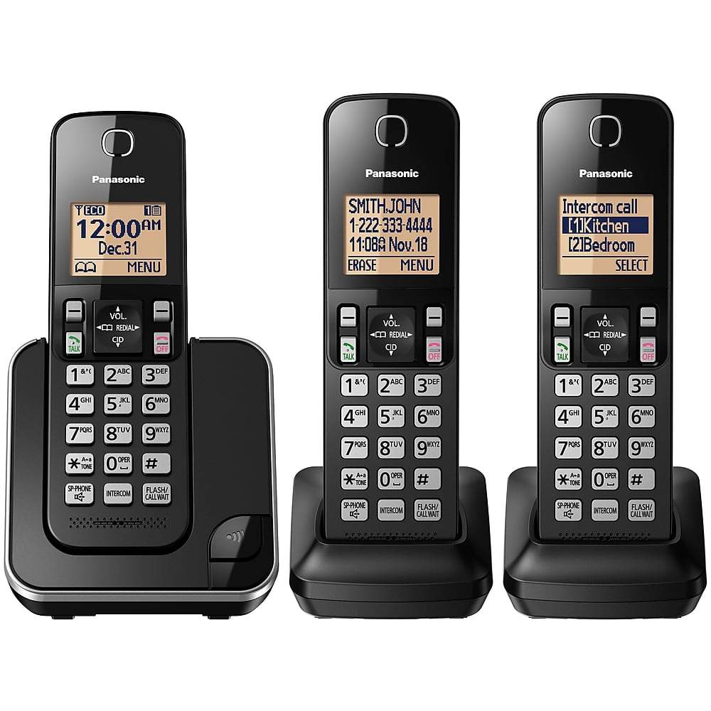 Panasonic KX-TGC383B | Cordless phone - 3 handsets - Black-Audio Video Centrale