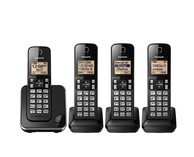 Panasonic KX-TGC384B | Cordless phone - 4 handsets - Black-Audio Video Centrale
