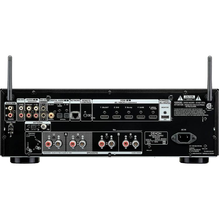 Denon DRA800H | 2.1 Channel Home Cinema AV Stereo Receiver - AM/FM - HEOS - 100 W / Channel - Black-Audio Video Centrale