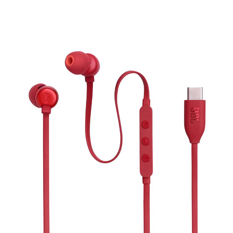 JBL Tune 310C | In-Ear Headphones - Wired - USB-C - 3 Button Remote - Red-Audio Video Centrale