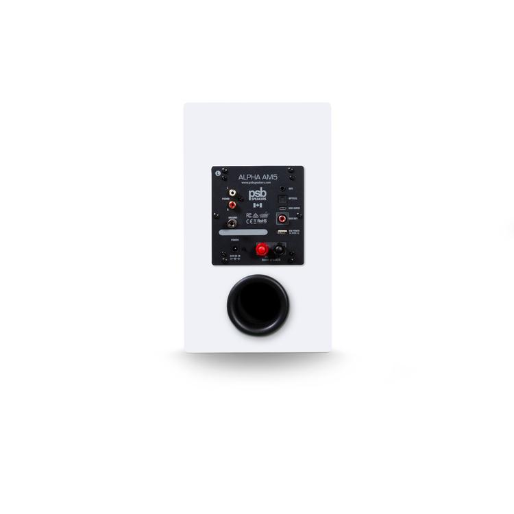 PSB Alpha AM5 | Powered Bookshelf Speaker - Bluetooth - Matte White - 2-way - Pair-Audio Video Centrale