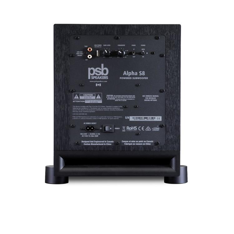 PSB Alpha SUB 8 | 8" Subwoofer - Powered - 150W continuous - 210W dynamic Power - Black-Audio Video Centrale