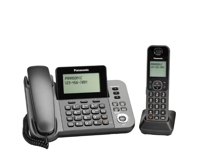 Panasonic KX-TGF350M | Combo of 1 digital corded and 1 cordless phone - Answering machine - Black-Audio Video Centrale