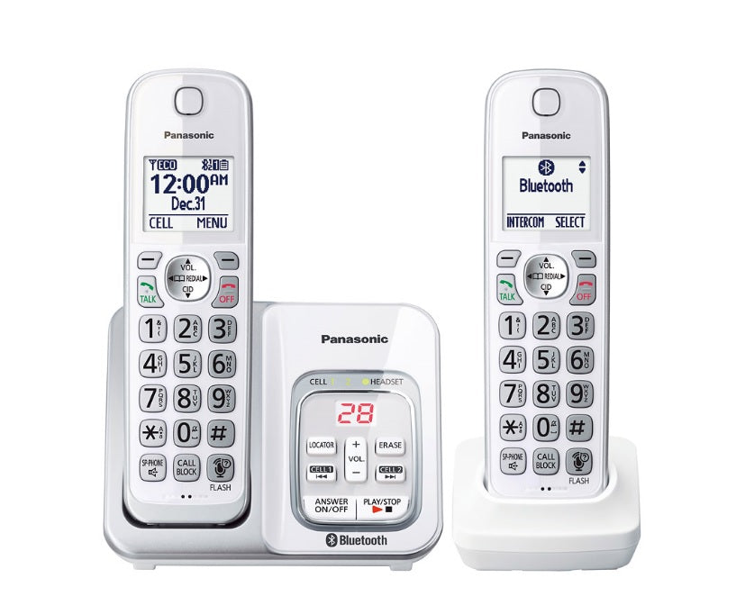 Panasonic KX-TGD592W | 2 Digital cordeless handsets - Link2Cell - Recorder - Bluetooth - White-Audio Video Centrale