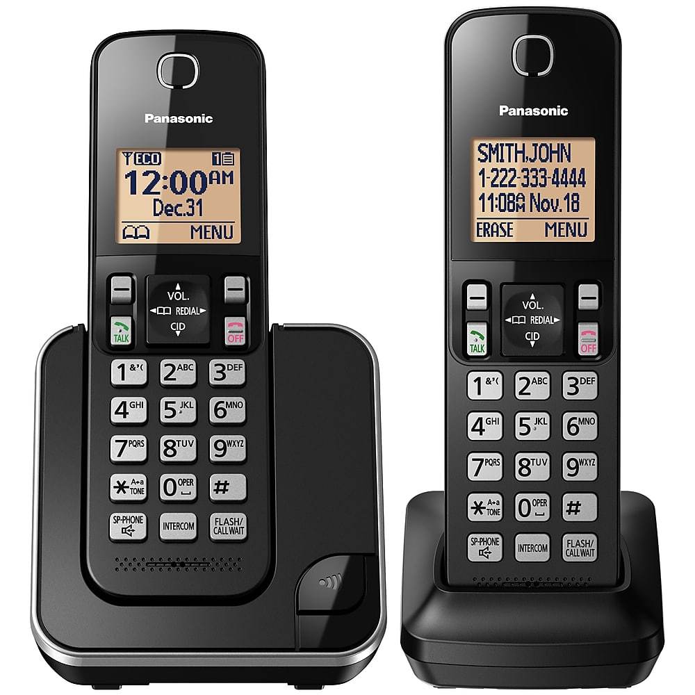 Panasonic KX-TGC382B | Cordless phone - 2 handsets - Black-Audio Video Centrale