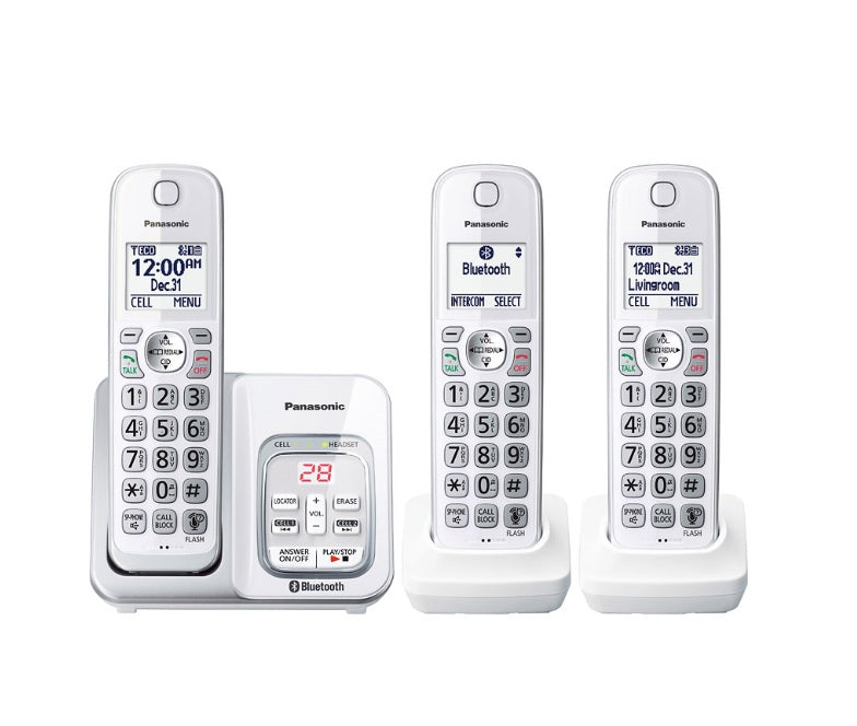 Panasonic KX-TGD593W | 3 Digital cordeless handsets - Link2Cell - Recorder - Bluetooth - White-Audio Video Centrale