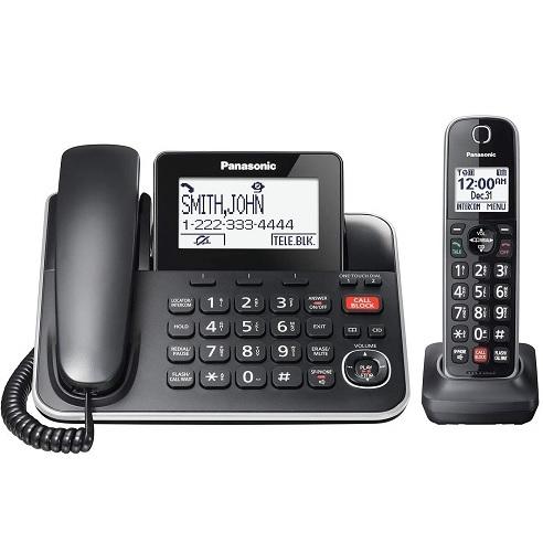 Panasonic KXTGF870B | Cordless telephone combo - 1 fixed handset and 1 cordless handset - Answering machine - Black-Audio Video Centrale